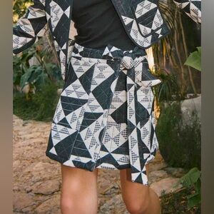 Hunter Bell Bay mini wrap quilted skirt in black and white gingham